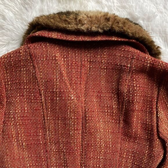 Zara Woman Jacket Coat Wool Blend Textured Button Front Lined Removable Faux Fur - Picture 9 of 14